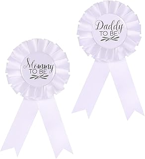 HAPPYLAND Baby Shower Decorations Tinplate Badge Mommy to Be and Daddy to Be Baby Shower Gender Reveal Set Mom to be & Dad to Be Pin Tinplate Badge Button New Baby Shower Gender Neutral Baby Shower Flower for Gender Reveal