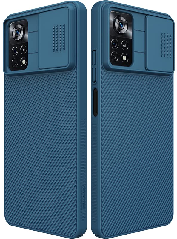 Image of for Xiaomi Poco X4 Pro 5G Case with Camera Cover,Poco X4 Pro 5G Phone Case Nillkin Slide Camera Protection Hard PC and TPU Heavy Duty Shockproof Cover for xiaomi Poco X4 Pro 5G (Blue)