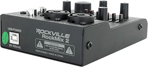 Miniatura 3 de Rockville RockMix 2 canales Mic/Instrument Pro Grabación Mezclador+Interfaz USB/EQ