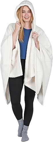 Catalonia Capa tipo poncho para mujer, capa de sherpa, manta con capucha cómoda, idea de regalo para mamá y niñas adolescentes