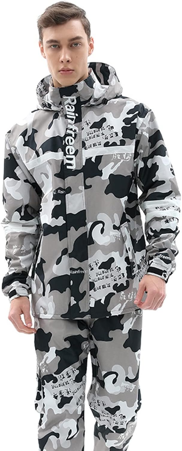 Rain Jacket for Men Women Lightweight Windproof Warm Camouflage Coat and Pants