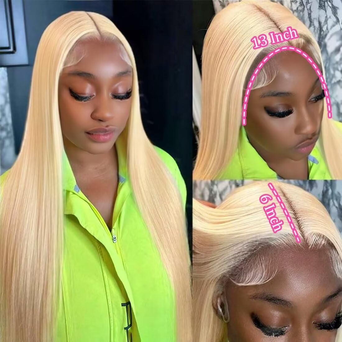 24 inch 13x6 Lace Front Wigs Human Hair 200 Density 613 Blonde Straight Wigs Pre Plucked Brazilian 13x6 HD Frontal Lace Straight Glueless Wigs Human Hair For Women - Image 4
