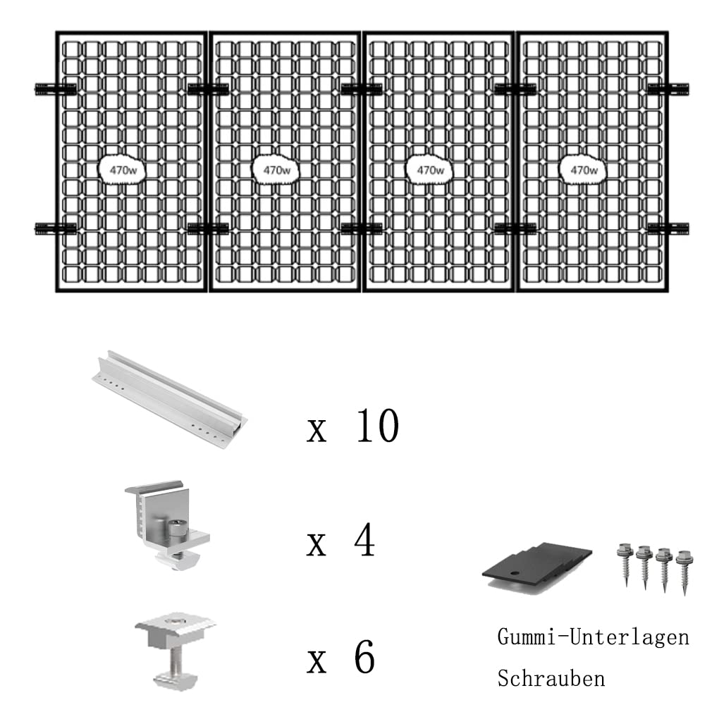 TEOV Addon de Fixation Solaire, Bande de Curseur pour Panneaux de Fixation Solaire, Driver SpéCial pour L’éNergie Solaire PhotovoltaïQue, 4 X 30 Panneaux de Fixation 35mm