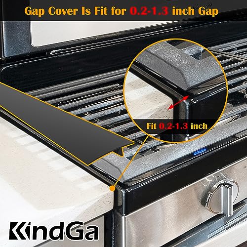 Image of KindGa Silicone Stove Counter Gap Cover - 21 Inch Gap Filler 2 Pack Black | Easy clean gap filler sealing spills between kitchen counter, appliances, stovetop, washer, dryer, oven side stove gap cover