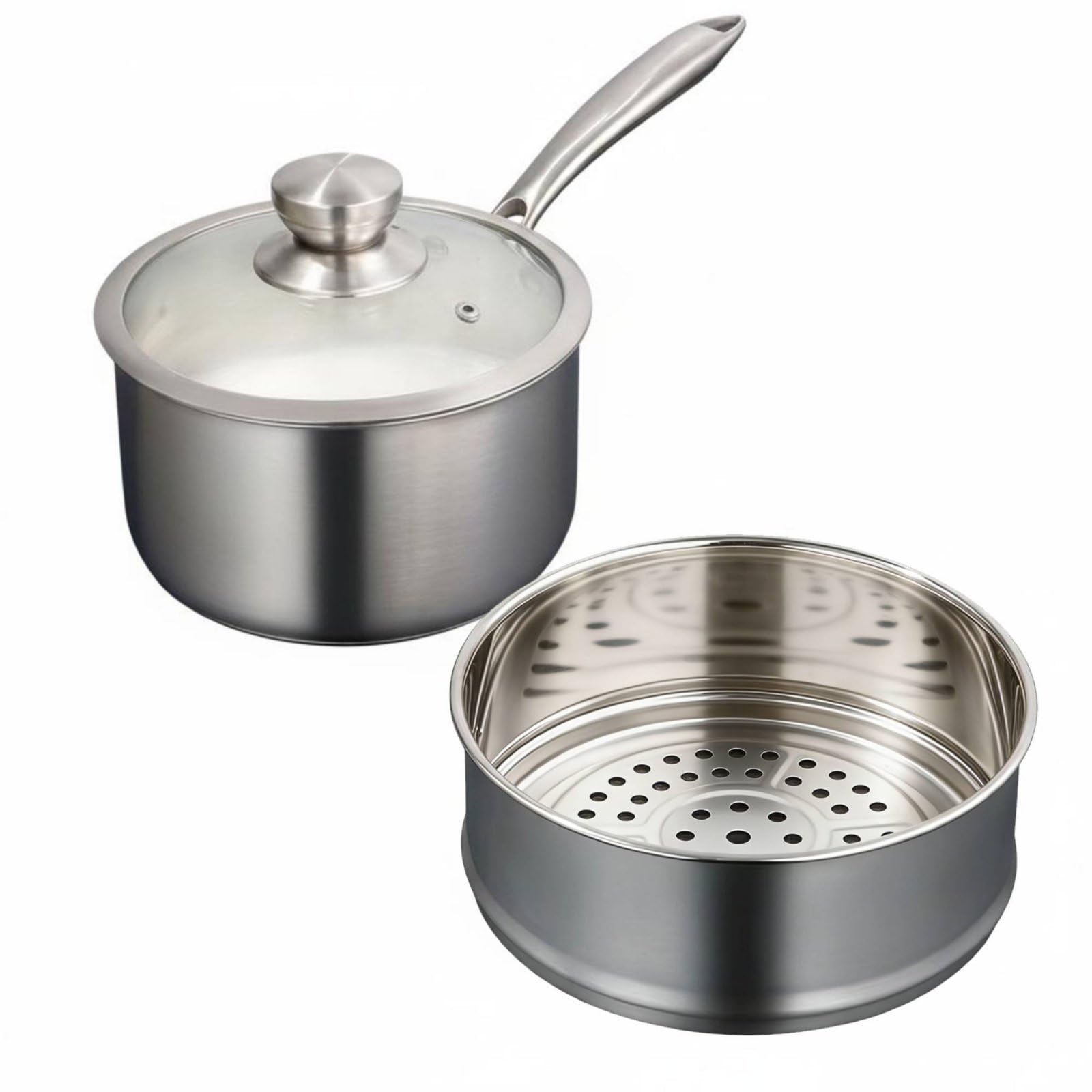 Edelstahl Babynahrung Topf rostfrei Edelstahl Suppentopf und stabil kleiner Kochtopf mit Dampfeinsatz für Eltern, Einzelpersonen, 20CM, Mit Dämpfer