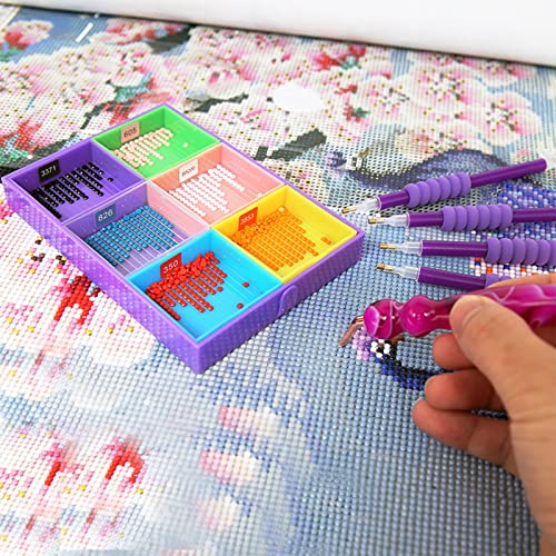 Image of FIYO Art Painting Beads Sorting Storage Containers, Diamond Painting Pen Accessories Diamond Painting Tray Organizer, Diamond Painting Storage Containers for Rhinestones(Blue-set2)