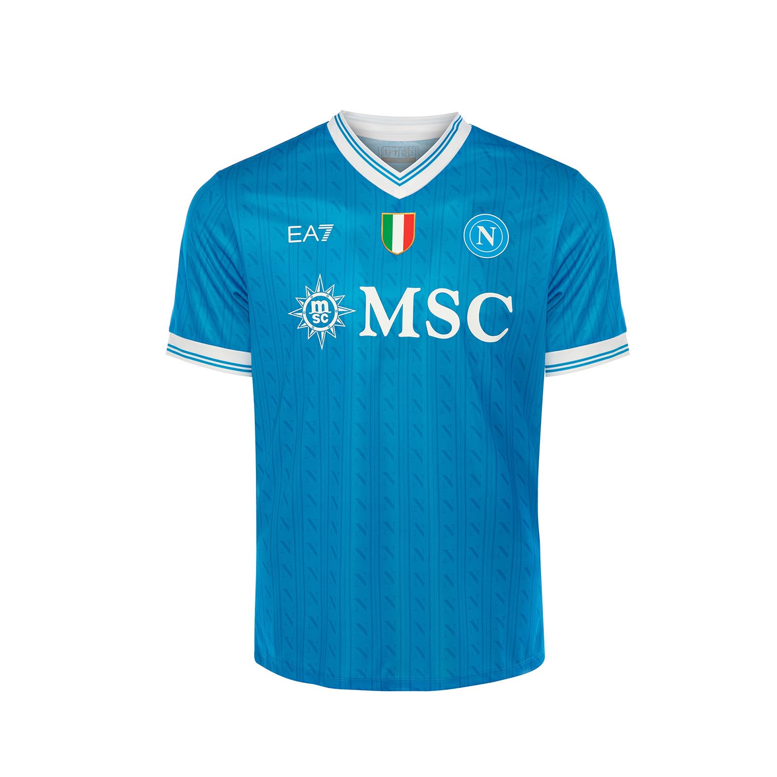 Questa è la maglia EA7 che celebra lo scudetto del Napoli, la divisa