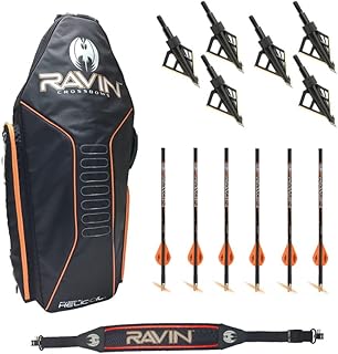 Ravin Crossbows Soft Case with Shoulder Sling and Six .003 Lighted Nock Arrows with Hunting Broadheads Bundle 4 (Items)