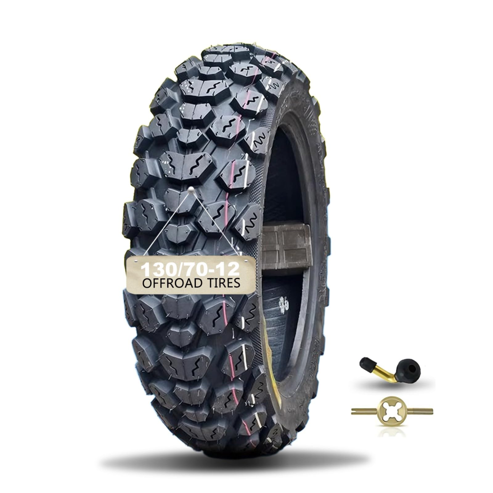 Neumático sin tubo para scooter/ciclomotor 130/70-12, llanta de 12 pulgadas, neumático resistente al desgaste, uso todo terreno, 6 P.R., 280 kPa, carga máxima 250 kg, 62 J