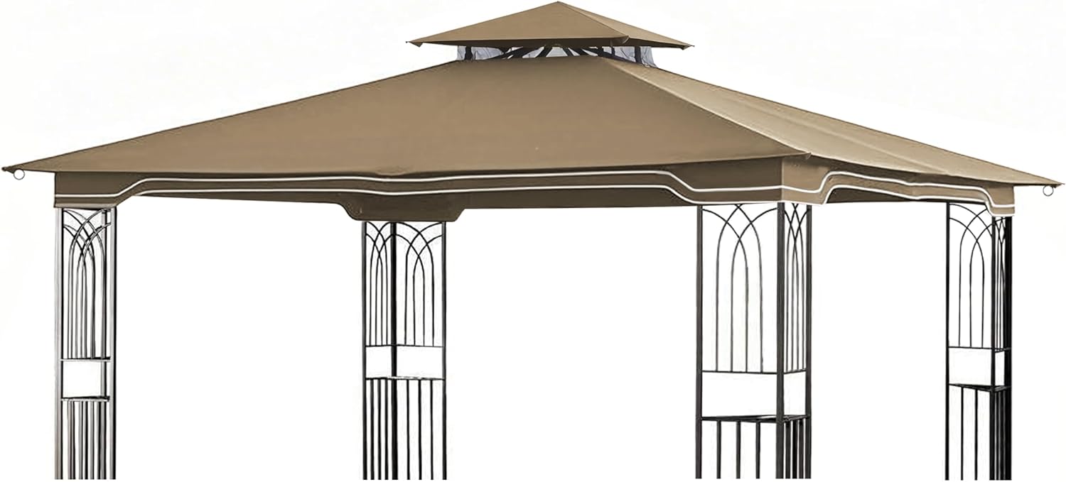 SCOCANOPY Replacement Gazebo Canopy for 10 x 12 Regency II Patio Gazebo Model L-GZ798PST,L-GZ798PST-E,A111014400,A101004104,A101004105 (Khaki)
