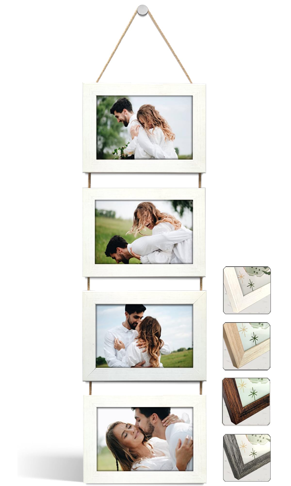 Set Cornici Foto Multiple da Parete con Corda Portafoto Multiplo Decorativo con - Foto 11 di 27