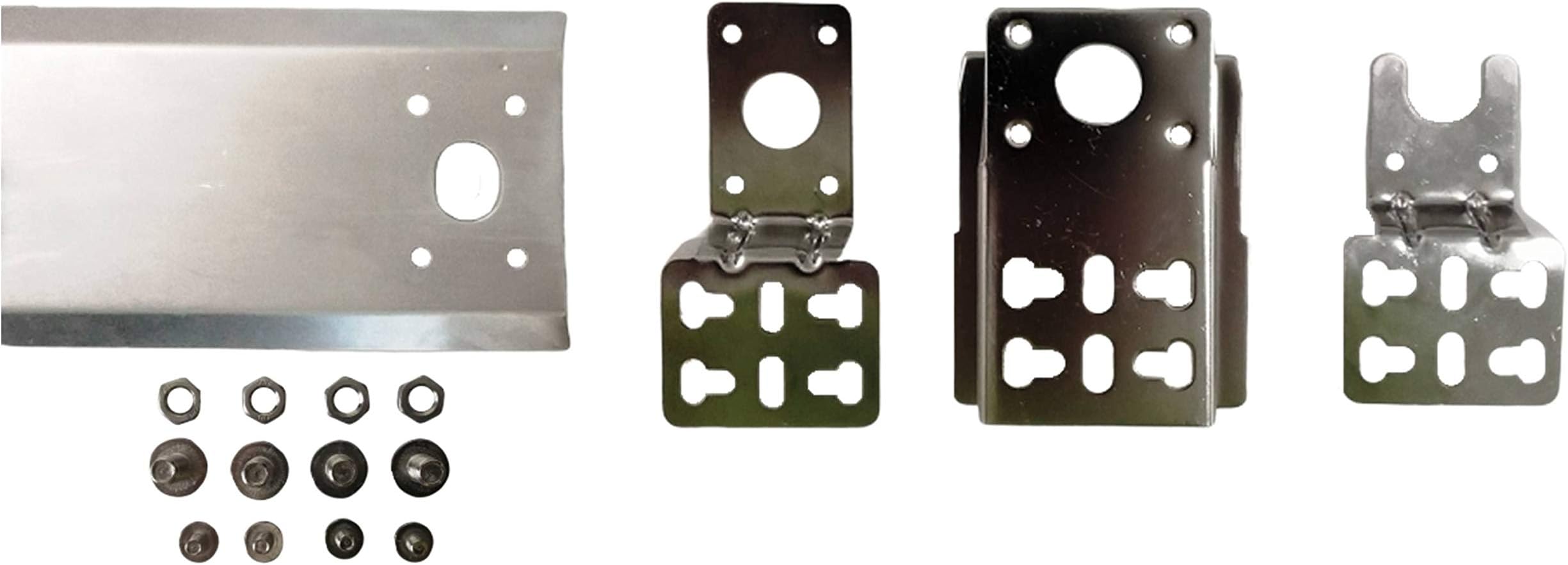 OneGrill Chrome Steel Universal Style Grill Rotisserie Mounting Bracket Set with Integrated Aluminum Heat Shield