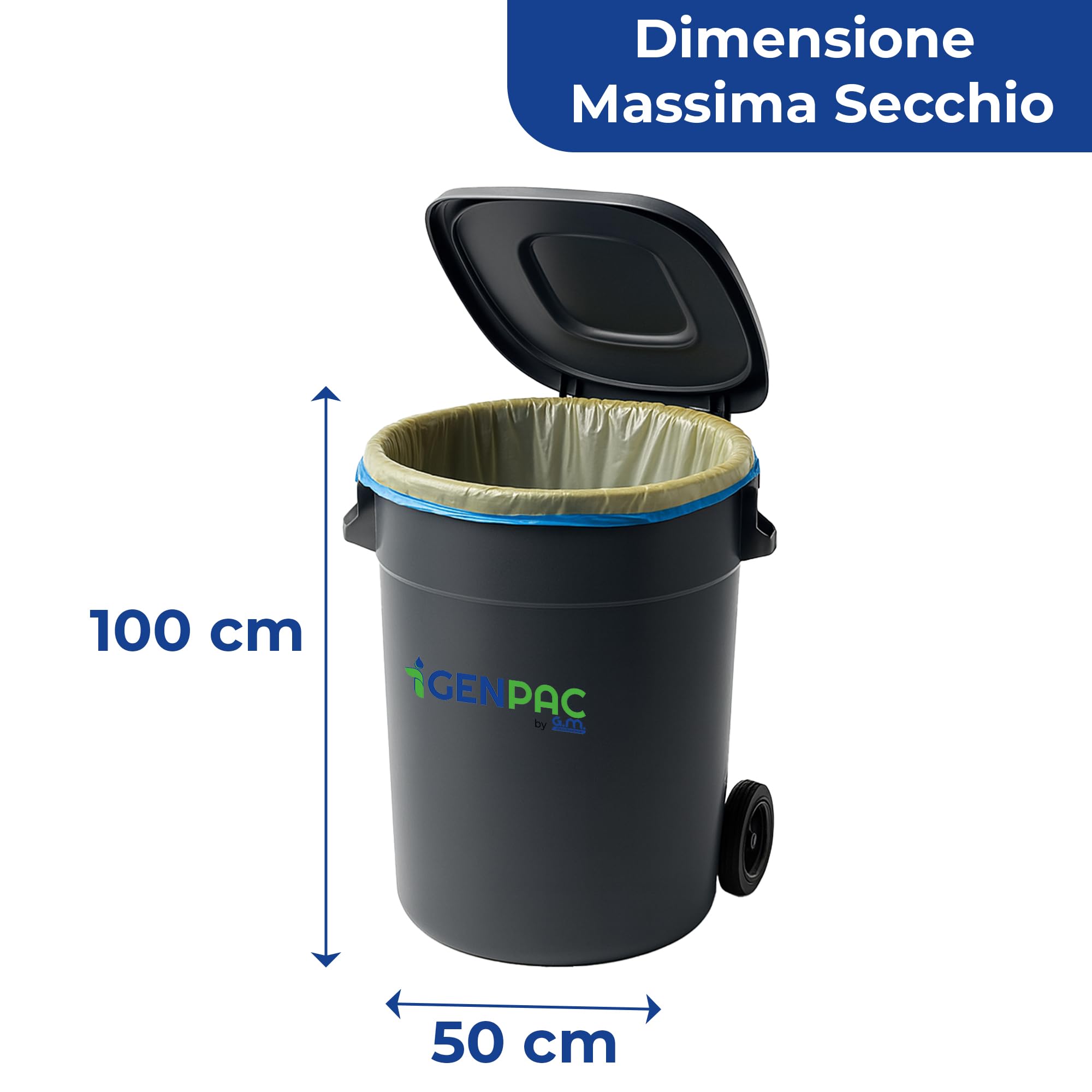 300 Sacchi Spazzatura Grandi Trasparenti 90x120 cm, Extra Resistenti da 150 Litri, Con comode maniglie di chiusura e Fondo Antigoccia, 100% Riciclabili, Made in Italy, Raccolta Differenziata