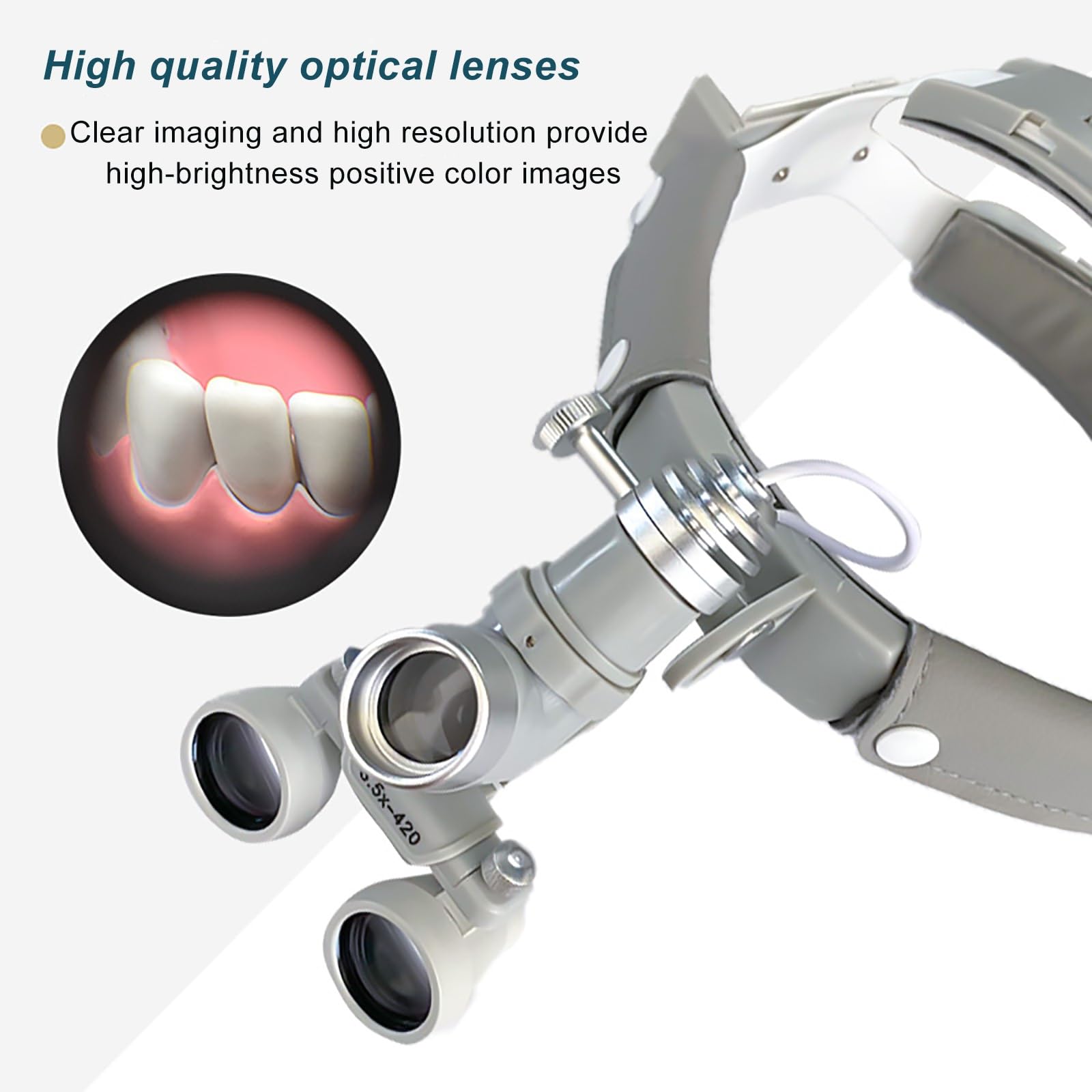 Dental 2.5X/3.5X Loupes Chirurgico Occhialini Binoculari Chirurgici con Luce 7W Fascia per Occhiali Fascia per Capelli Avvolta in Spugna Telaio Lenti di Ingrandimento (Color : 3.5X)