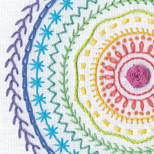 Image of Dimensions 72-70368 Circular Embroidery Sampler Kit for Beginners, 6 inch Diameter Hoop, Multicolor, 5 Pieces