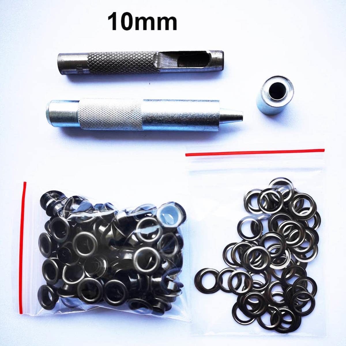 10mm 100Set Argento/Oro/Nichel Nero/Bronzo/Multicolore Occhiello e Occhiello Punzone Punzone Set di Strumenti Pulsante in Metallo per DIY Artigianato in Pelle - Cina,10mm strumento 100 bianco