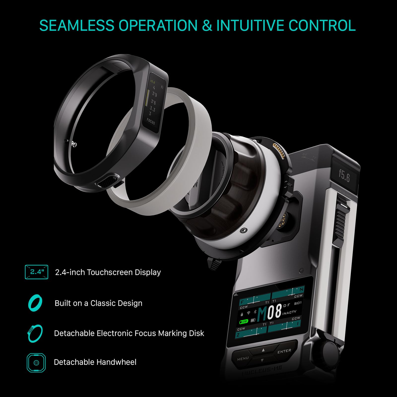 Tilta Nucleus-M II Follow Focus - Sistema di controllo delle lenti wireless con motore Nucleus-M II e unità manuale FIZ per fotocamere DSLR Mirrorless WLC-T06-K1