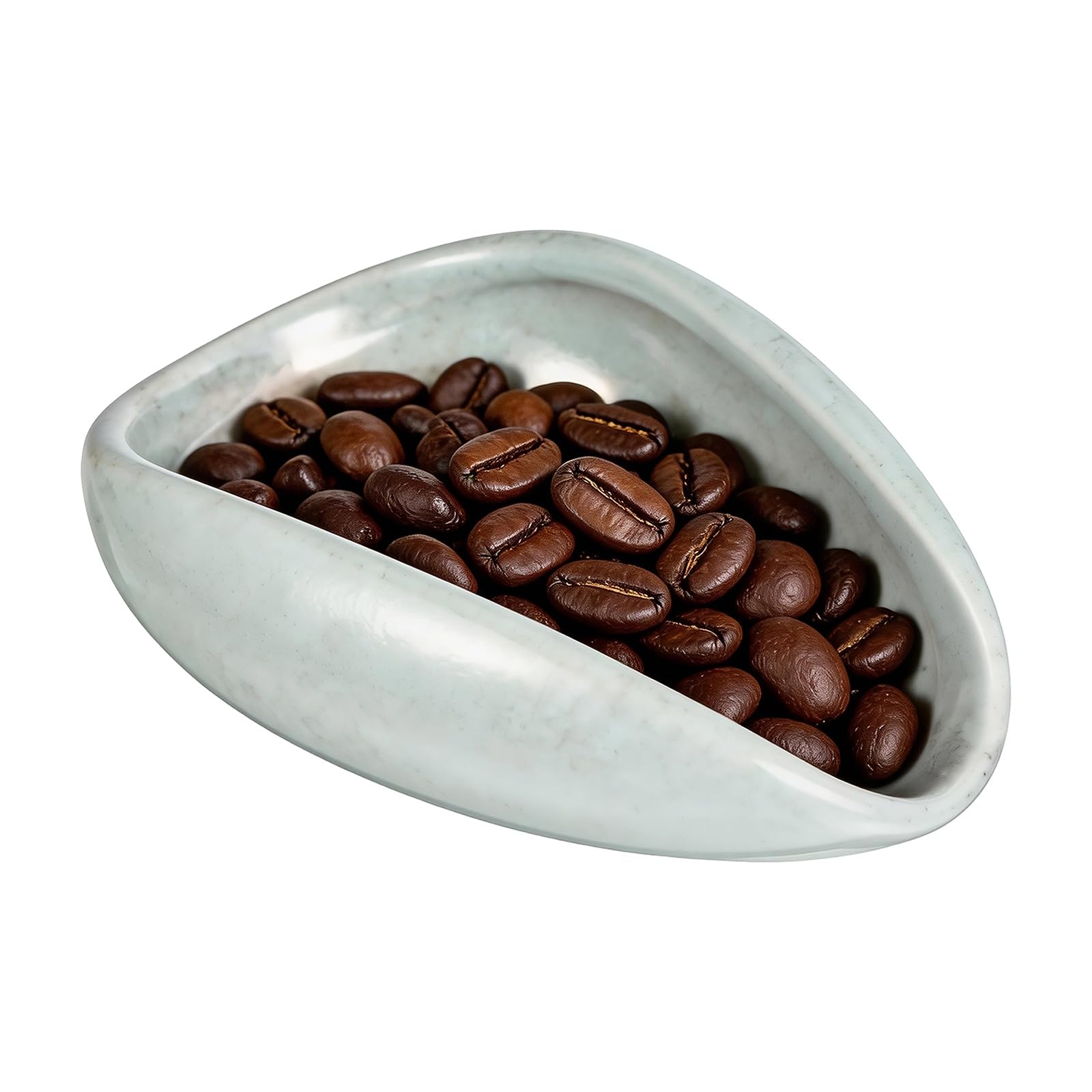 sourcing map Coffee Dosing Cup, Ceramic Coffee Beans Dosing Cup Dose Measuring Container, Espresso Accessories for Bar, Loose Leaf Tea Storage Tray, with Smooth Pouring Spout, Bright White