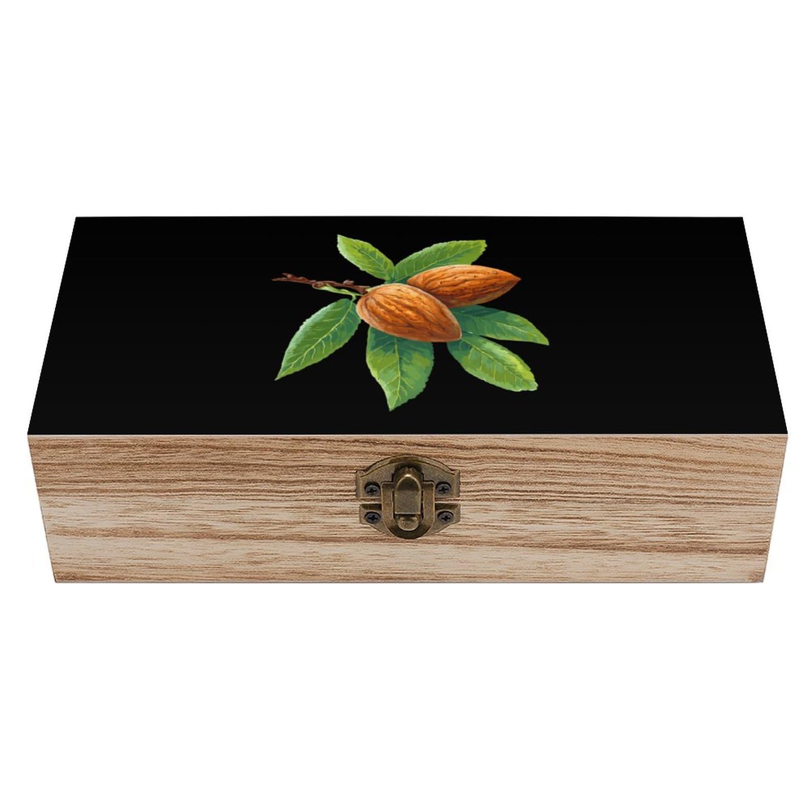 HLBSDM Almond Nut Wooden Storage Box Craft Memory Keepsake Treasure Chest Box Jewelry Organizer