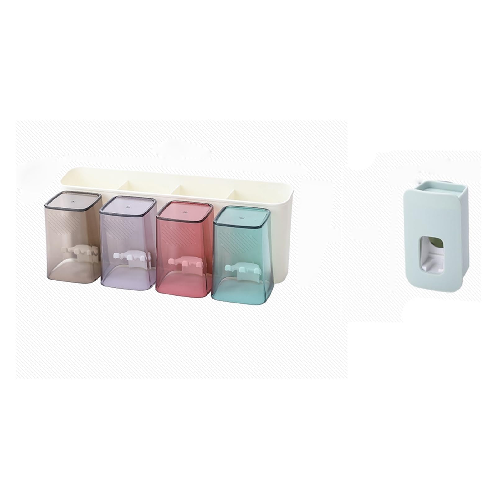 Estante para Cepillos de Dientes Portaspazzolino da Bagno Set da Parete a Ventosa Portabicchiere Creativo Senza punzonatura Porta collutorio Porta spazzolino Portaoggetti