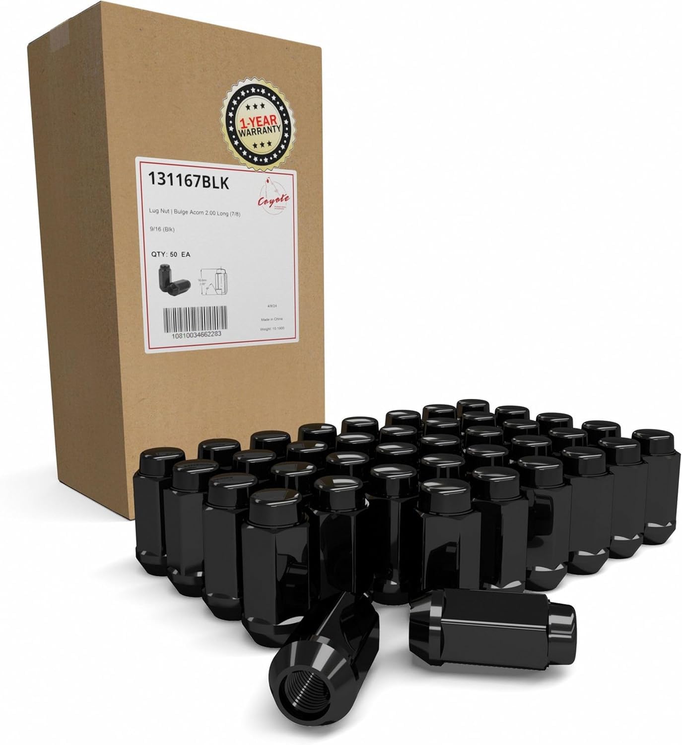 Tuercas negras de 5.1 cm de largo para llantas de GMC C20 y Ram 2500 6