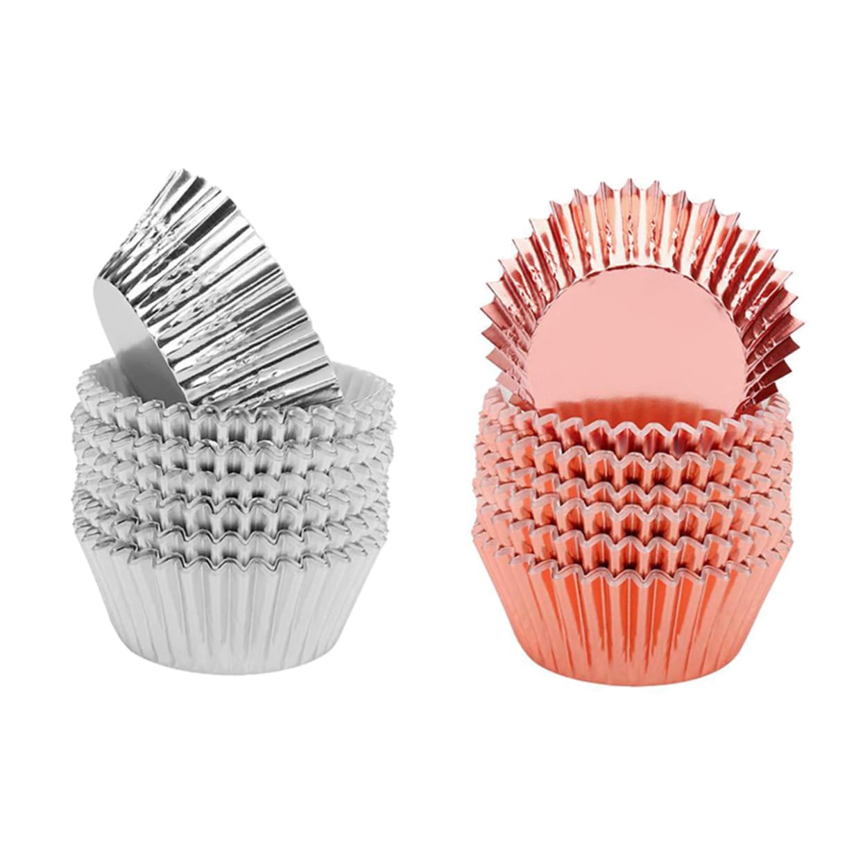 Cabilock 3 Series Copa Para Pasteles Y Postres Metálico Grueso Color Plata Y Rosa Revestimientos Resistentes Para Muffins Y Cupcakes Para Fiestas Y Celebraciones 200 Piezas*3