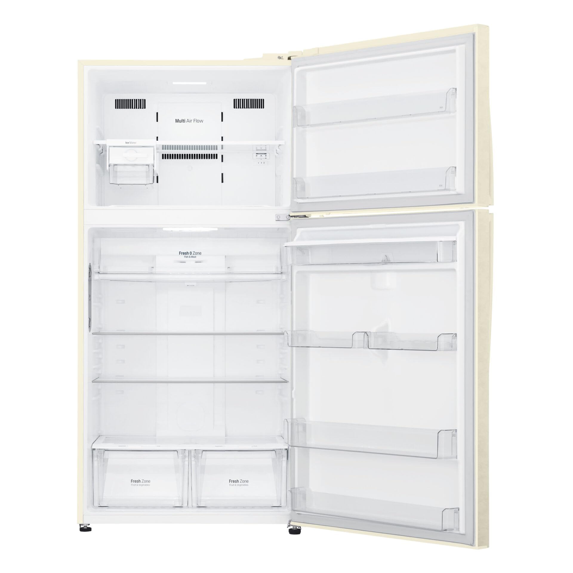LG GTF744SEPED Réfrigérateur à deux portes Classe E 509L Wi-Fi Porte Refroidissement Gestion de l'humidité Distributeur d'eau Tiroir 0° Machine à glace Compresseur Smart Inverter Sable