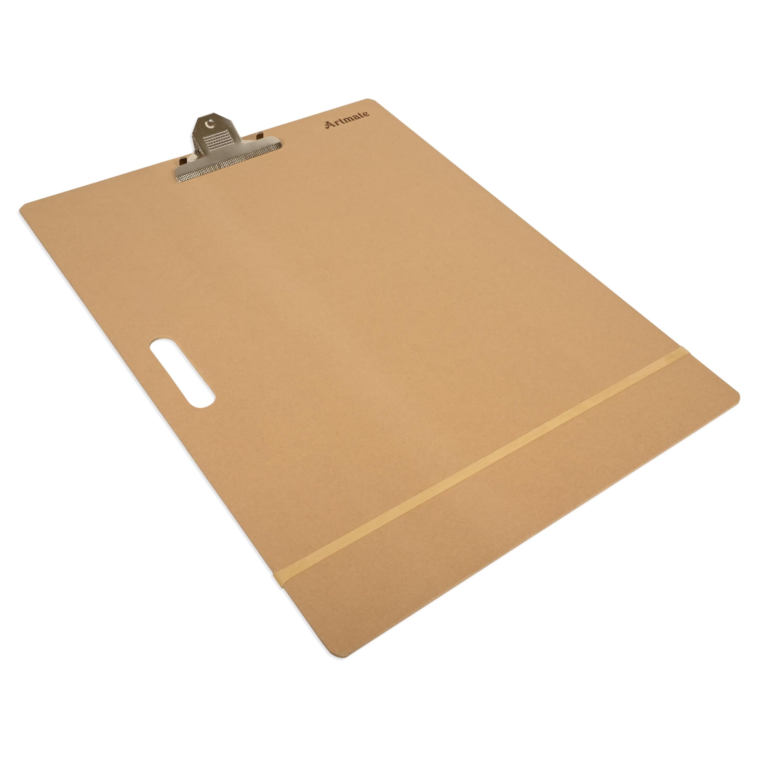 ARTMATE® Field Sketch Board, Size 630x480x5mm, Wooden Materials with Metal Jumbo Clip on Top, Bottom Elastic Holder, Side Handle-JICBAMB-A2