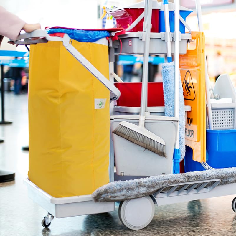 Image of Replacement Janitorial Cart Bags 27.16X15.74X10.23 Inch Canvas Cleaning Bags for Housekeeping Carts 2 Pack Durable Waste Collection and Cleaning Supply Tote