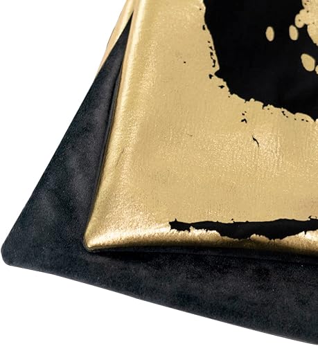 Miniatura 9 de THE-TINOART Fundas de almohada de terciopelo negro grueso de lujo de 22 x 22 pulgadas, estampado dorado dorado en la parte delantera, fundas de