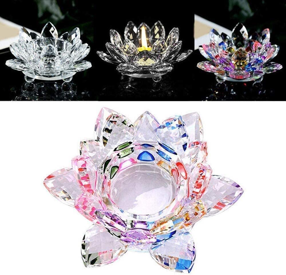 Świeczniki HoldersCrystal kwiat lotosu świecznik na tealighty kryształowe szkło dekoracja stołu Centerpieces buddyjski świecznik Lichtarze (Color : Clear)
