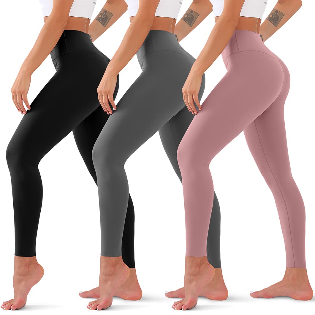 3 Pack High Waisted Leggings for Women No See Through Yoga Pants Tummy Control Leggings for Workout 