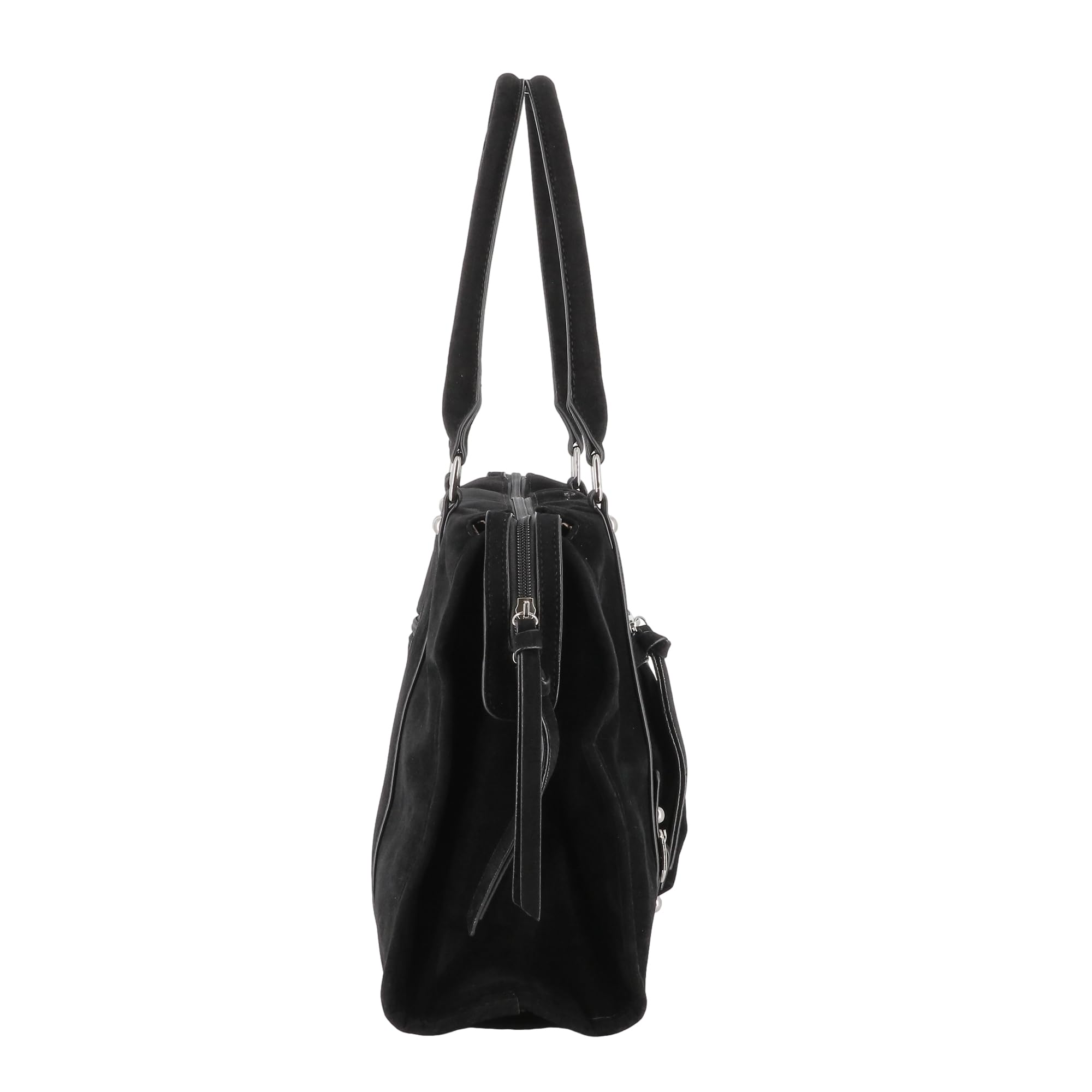 flora & co Sac Bowling Femme Similicuir Daim - Sac de Cours Travail Format A4 Grande Capacité - Cabas Shopper Porté Main Épaule Bandoulière - Chic Tendance