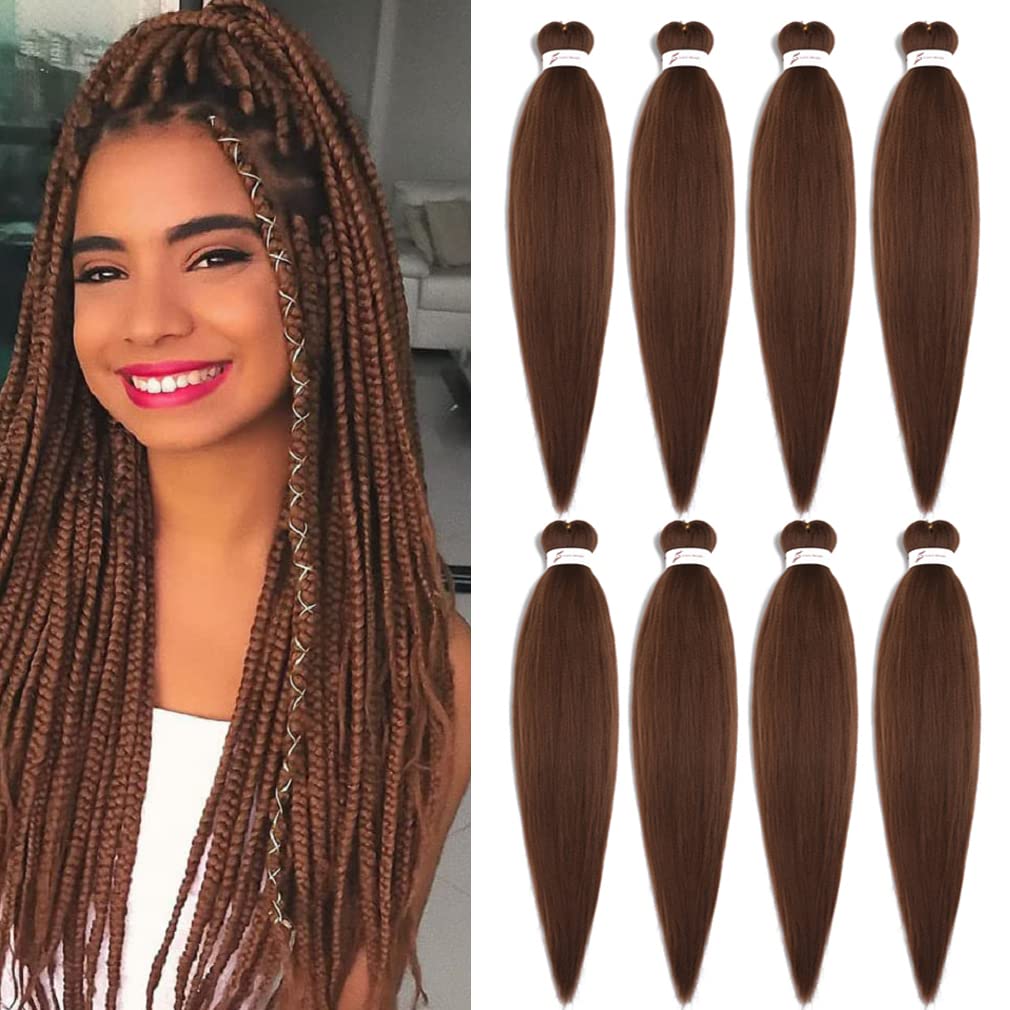 Pre stretched Braiding Hair 30 Inch 8 Packs Professional Hair Extensions Synthetic Braid Hair Crochet Braids Soft Yaki Texture Hot Water Setting(30",mixed black & pink)