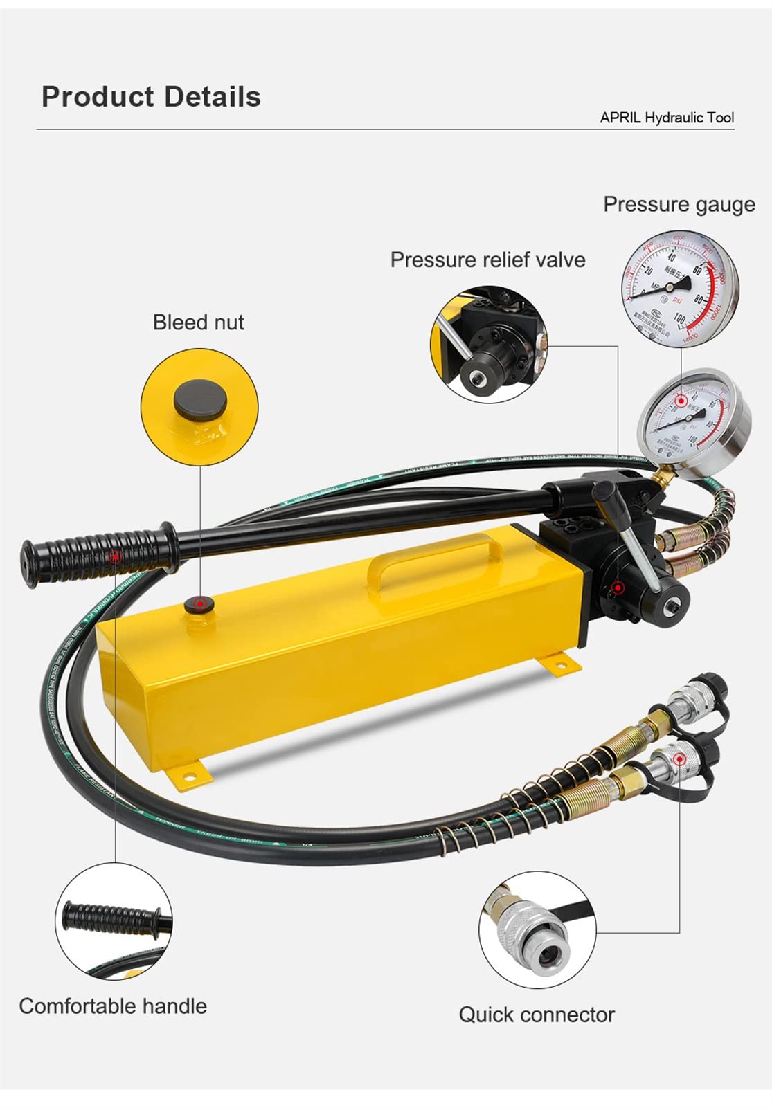 Pompe manuelle hydraulique haute pression, double action pour outils hydrauliques, CP-700S, durable et efficace pour une utilisation intensive, idéale pour les applications automobiles et