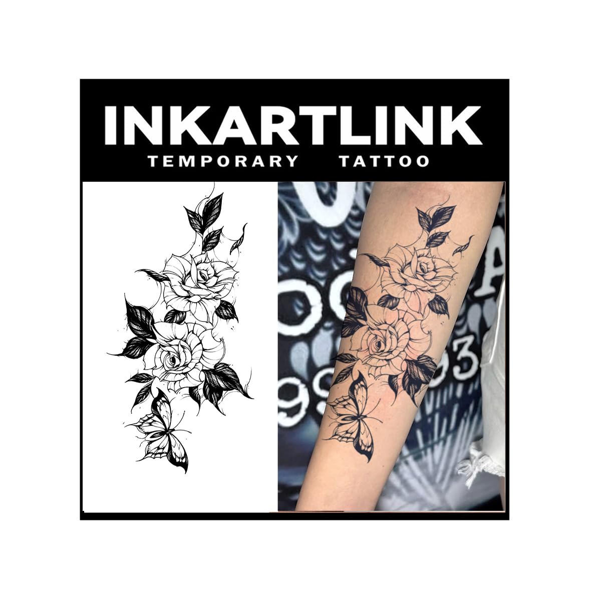 INKARTLINK Tattoo Tech, 2 Sheets Extra Large Semi Permanent Tattoo, Adult Art Design Temporary Tattoos, Lasts 1-2 Weeks, Waterproof, Realistic Look,