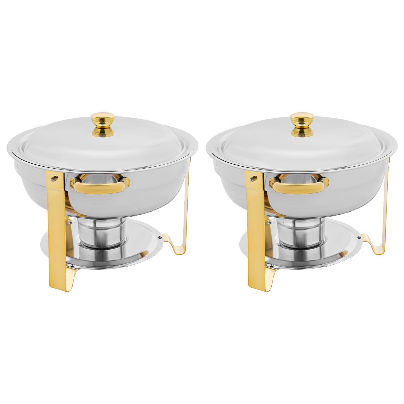 Set da 4,5 l Chafing Dish Buffet in acciaio inox, contenitore termico rotondo, per catering, buffet e feste (oro/set da 2)