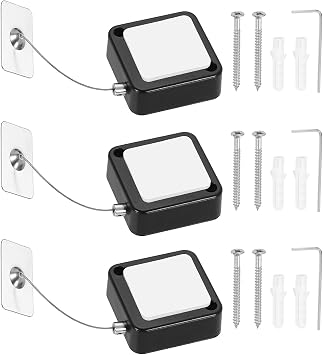 PATIKIL Retractable Remote Control Cable Tether 3.3ft /1M Black 3 Set