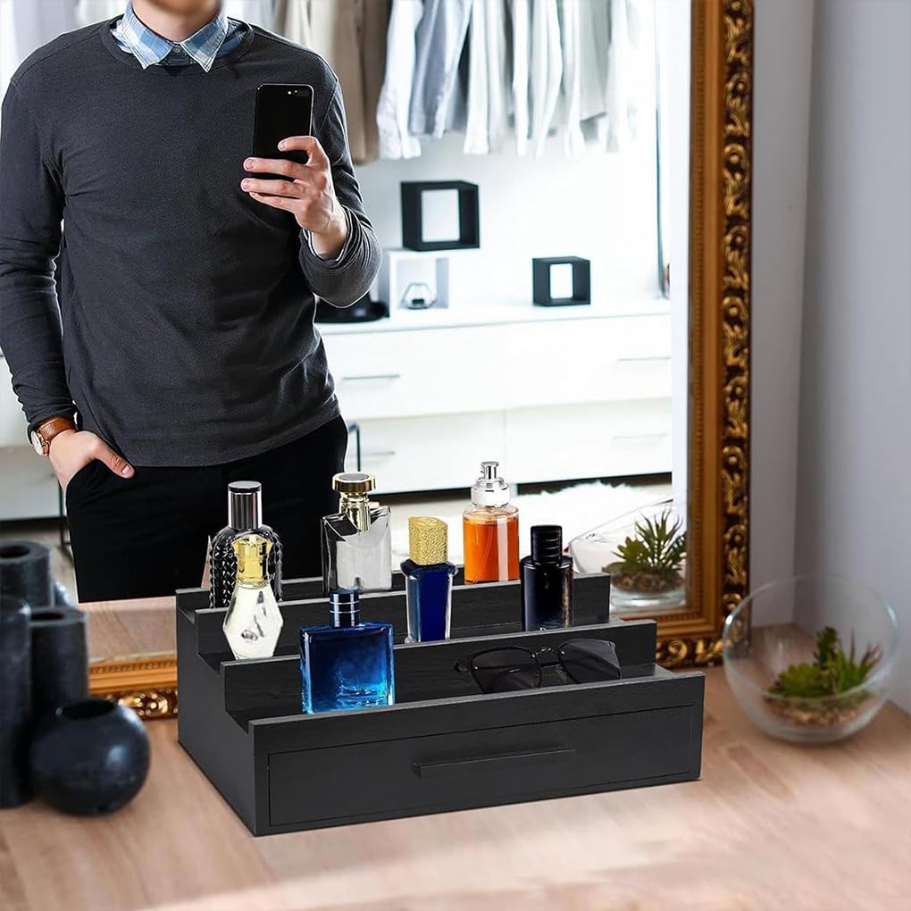 Organizador de Estante con Soporte de Colonia Elegante para Almacenamiento de baño, Soporte de Perfume, Organizador de para Madera para Perfume, Dormitorio