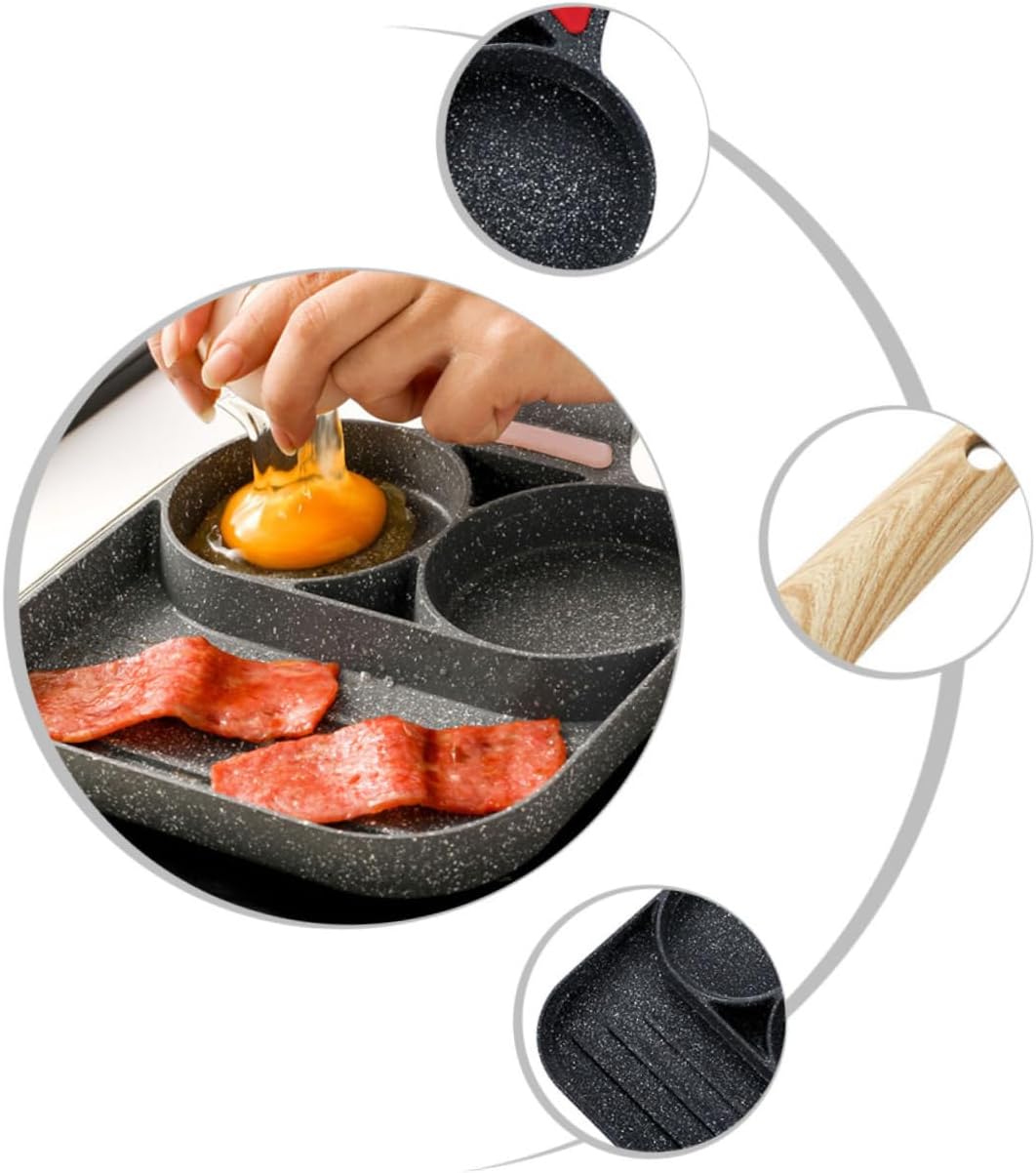 Non-stick Fried Pan Compartments Ergonomic Design for Easy Flipping for Omelets Pancakes Sandwiches Kitchen Tool for Quick Breakfast Cooking Easy to Clean