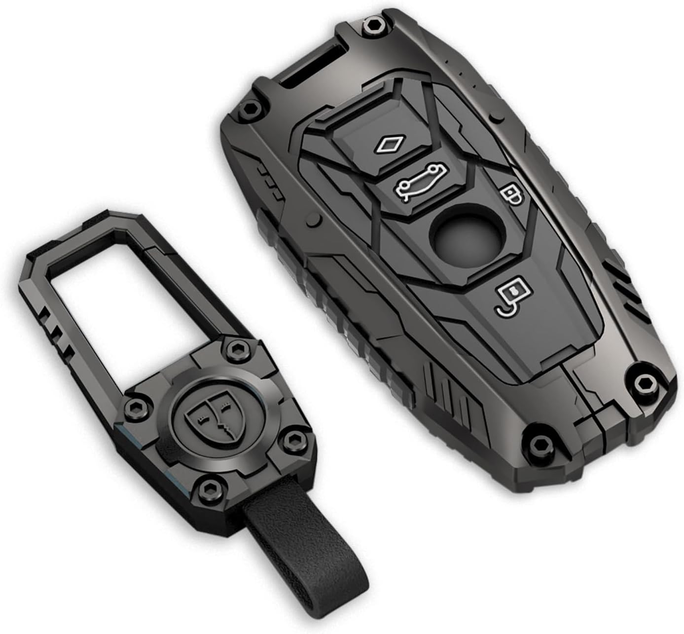 Zinc Alloy Key Fob Cover,Keychain,Full Protection Car Key Case for BMW 1 3 4 5 6 7 Series X1 X3 X4 M2 M3 M4 M5 M6 GT Smart Remote Keyless Keyshell Accessories(NO.004 Black)