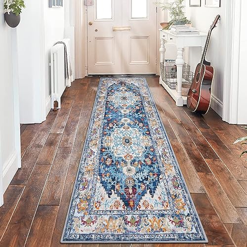 SHACOS Runners for Hallways Non-slip 60x180 cm Hallway Runner Non Slip Hall Runner Narrow Rugs Kitchen Rugs Non Slip Washable Long Carpet Runner for Hallway Laundry Entryway, Blue