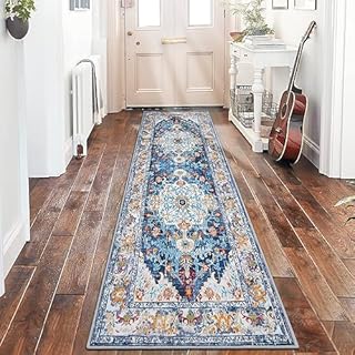 SHACOS Runners for Hallways Non-slip 60x180 cm Hallway Runner Non Slip Hall Runner Narrow Rugs Kitchen Rugs Non Slip Washable Long Carpet Runner for Hallway Laundry Entryway, Blue