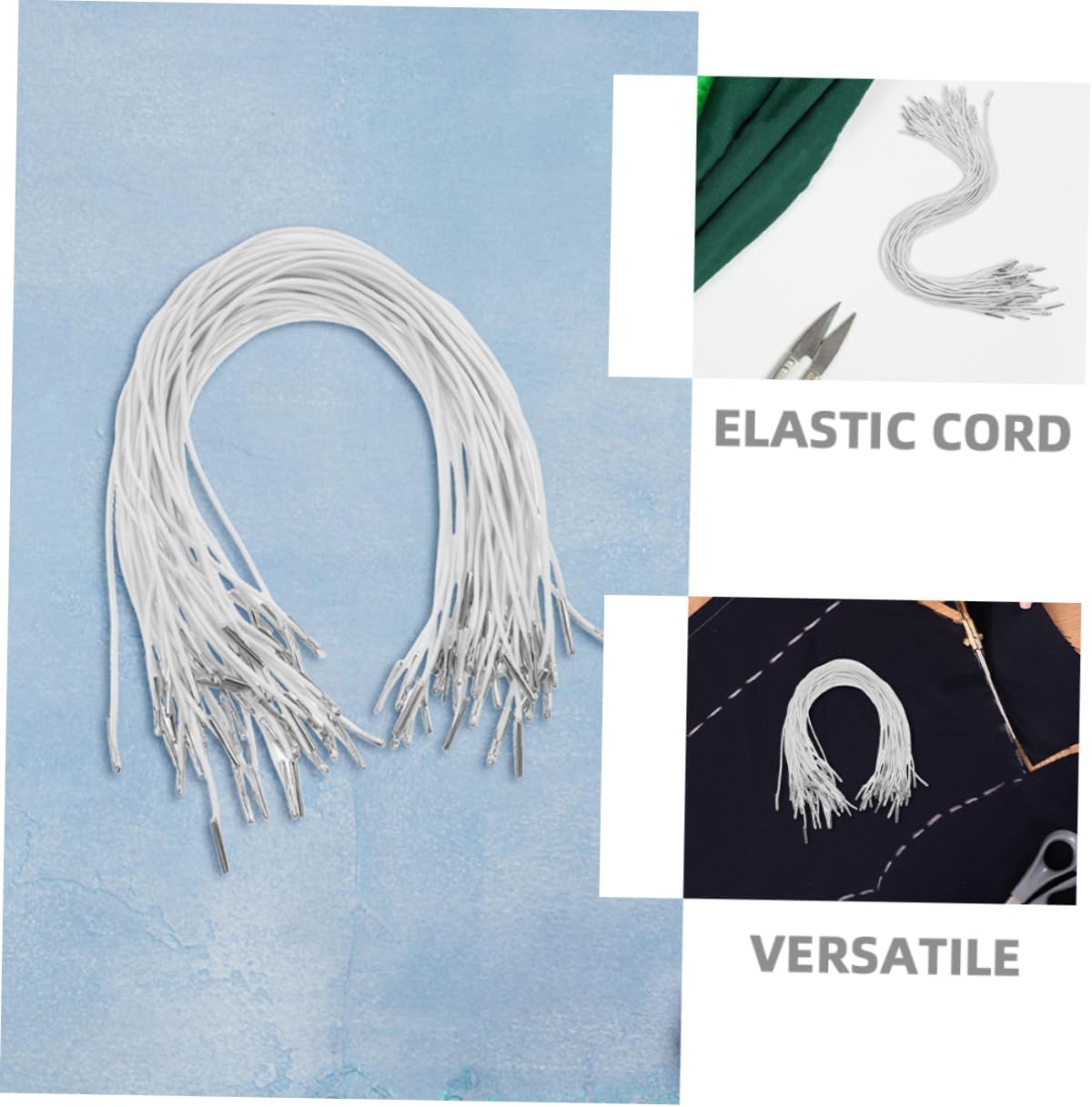 NUOBESTY 100pcs Adjustable Elastic Cord Metal Tips Versatile Binding Strings for Craft Projects Hat Chin Strap Badge Attachments and Party Decorations