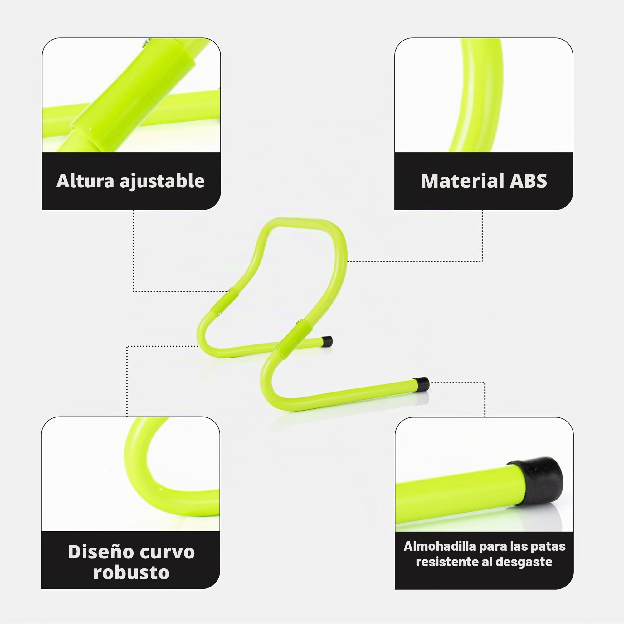 Fizyo Juego de 5 Vallas de Entrenamiento Ajustables en Altura – Velocidad, coordinación, Agilidad y Salto – Ejercicios para fútbol, Atletismo y Fitness, Interior y Exterior – Verde