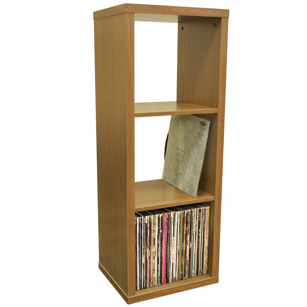 WATSONS CUBE - 3 Cubby Square Display Shelves/Vinyl LP Record Storage - Oak