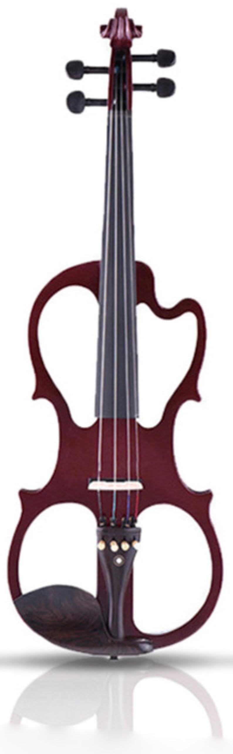 Electric Violin, 4/4 Full Size Silent Violin Set, Solid Maple Wood Metallic Electronic Quite Violin for Beginner Adults Teens (burgundy)
