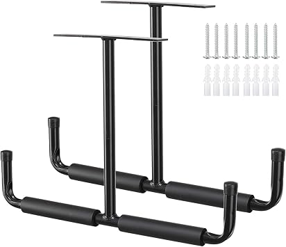 2 Pack Overhead Garage Storage Hook | Heavy Duty Utility Ceiling Hanger |Anti-Slip Black Ceiling Storage Garage Rack, Max Load 40kg