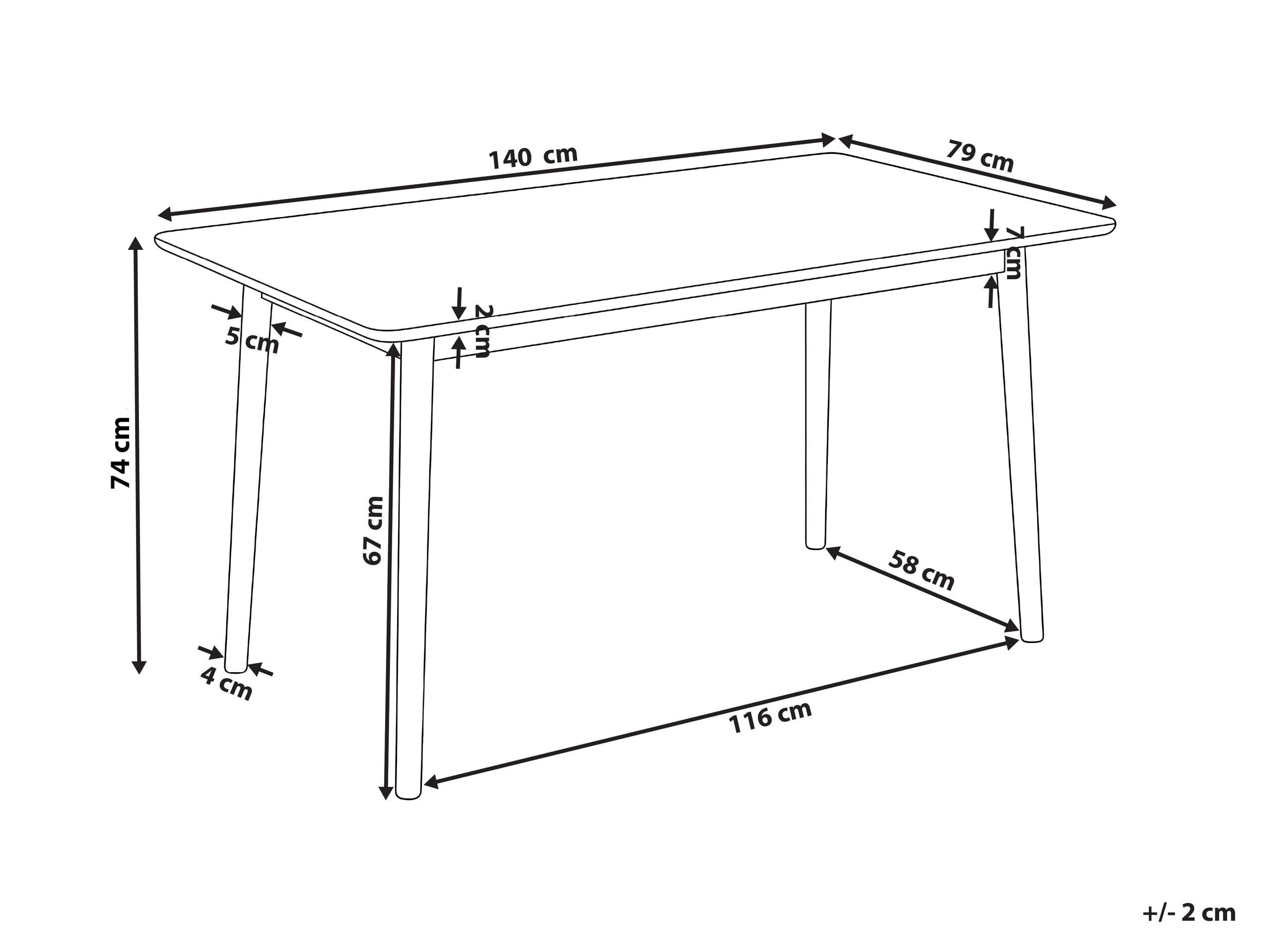 Beliani Mesa de Comedor para Comedor y Cocina 140 x 80 cm Patas de Madera Maciza Chapa de Roble Claro Elvyn