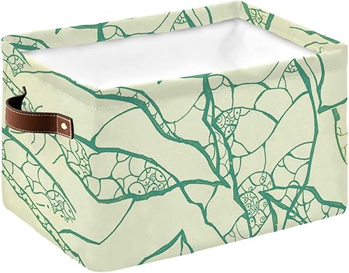 Cesta de almacenamiento de color amarillo verde azulado para organizar estantes, cajas de almacenamiento plegables con asa, cesta de lona moderna